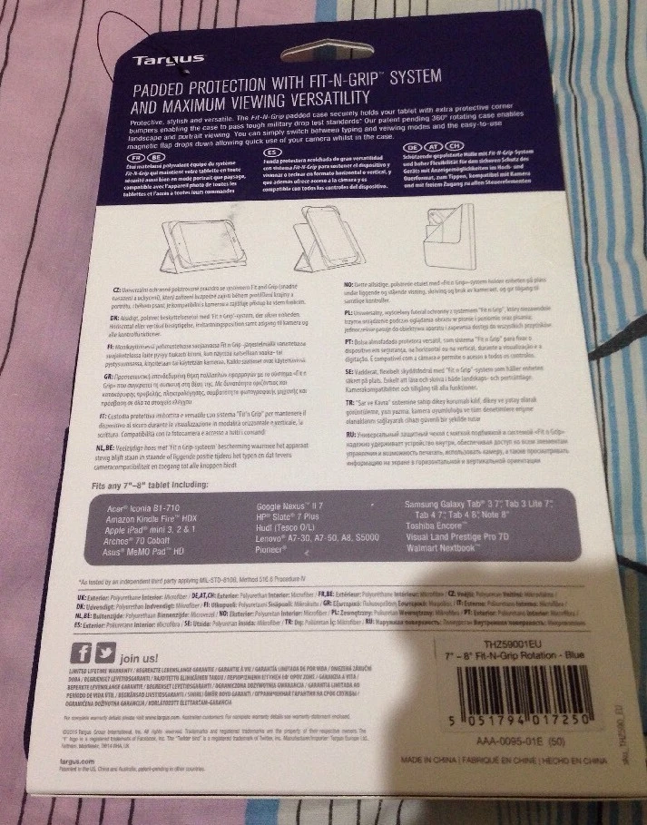 Targus Fit-N-Grip 360 Rotating Universal Case For 7" To 8" Tablets-Blue Colour - Image 2 of 4