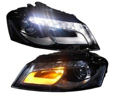 SCHEINWERFER FÜR AUDI A3 8P 8PA FACELIFT 09-12 SCHWARZ LED TAGFAHRLICHT SATZ
