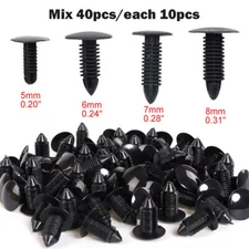 40x 5mm-8mm Bumper Clips Car Hole Plastic Rivets Fastener Fender Push Pin Kits