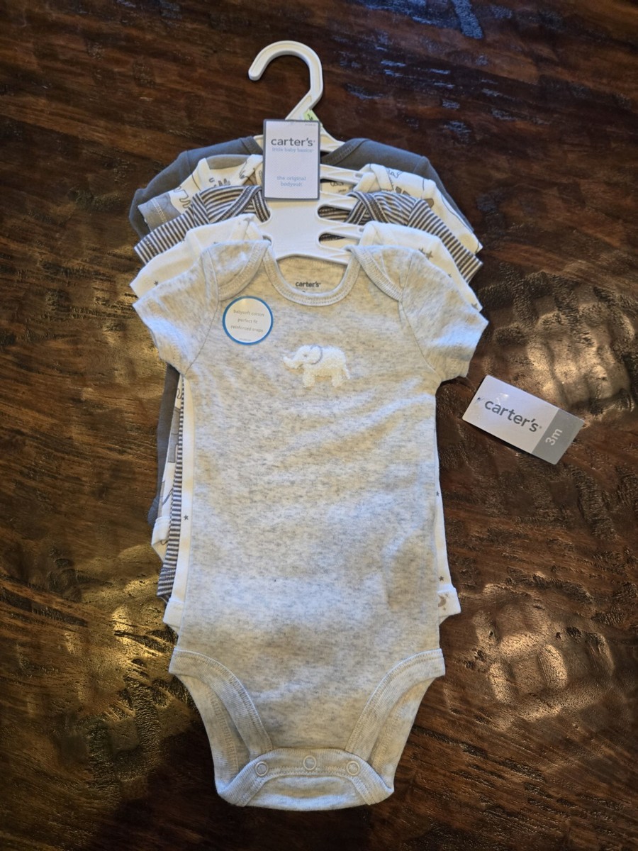 New Baby Boy Carter's 5-Pack Elephants & Animals Hi! Short Sleeve