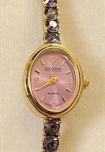 Authentic JOAN RIVERS Crystal Purple Amethyst 14k Gold Plated￼￼ Tennis Bracelet Watch
