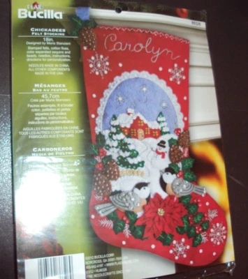Bucilla Chickadees #86236 Felt Applique Christmas Stocking Kit