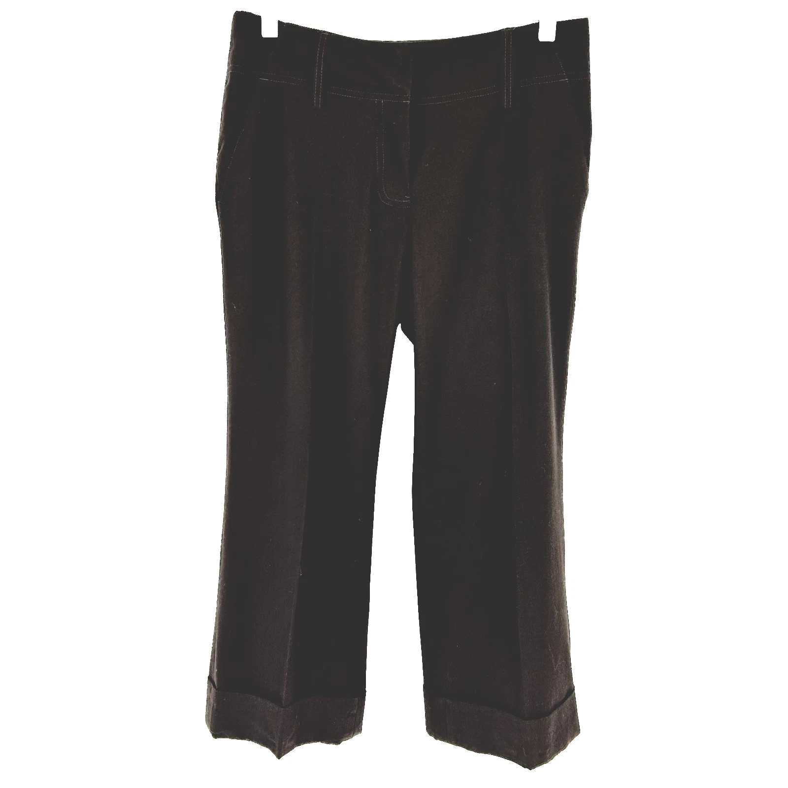 Michael Kors Womens SZ 6 Brown Cropped Capri Cuffed Hem Dress Pants Trousers