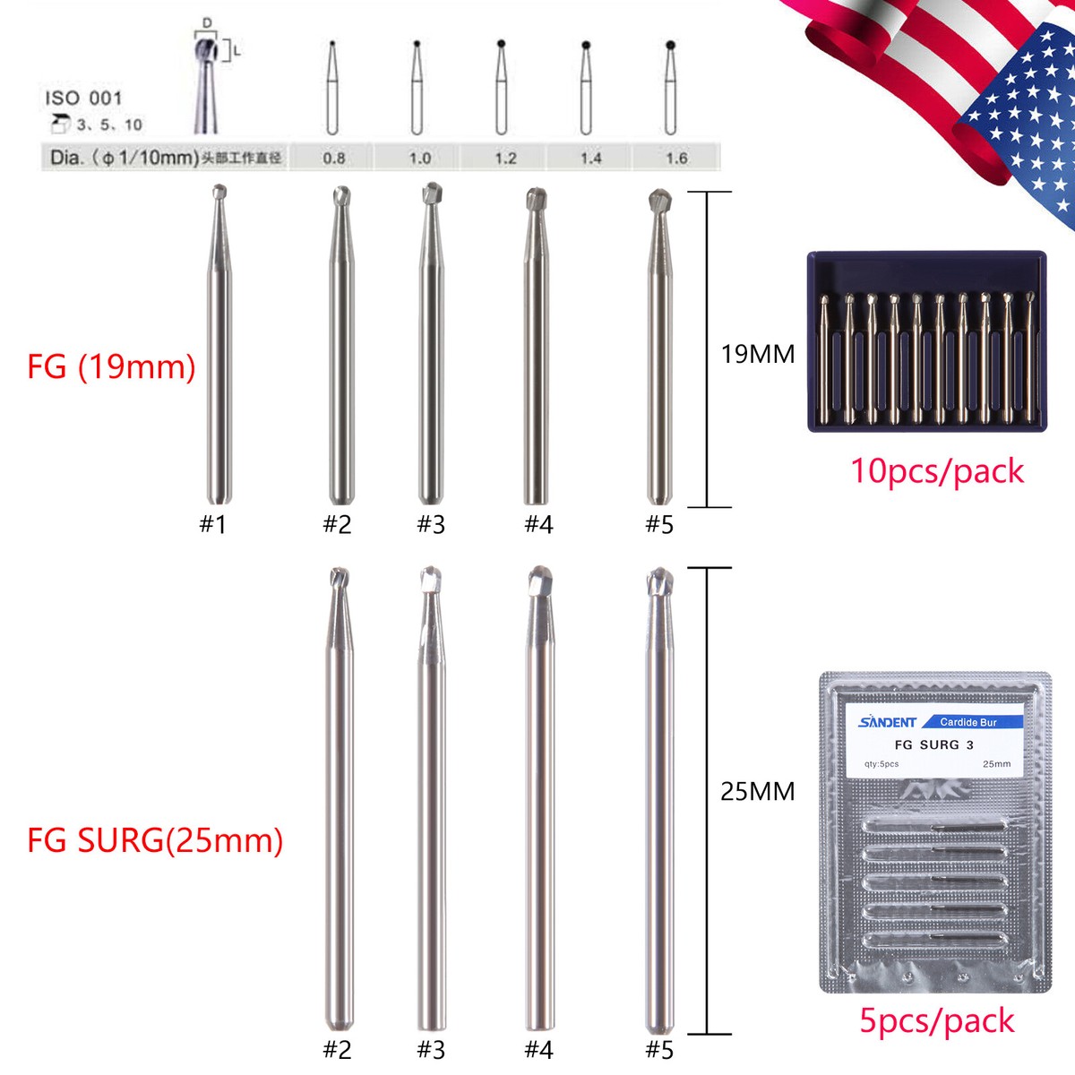 Dental (Surgical) Round Tungsten Carbide Bur FG Burs For