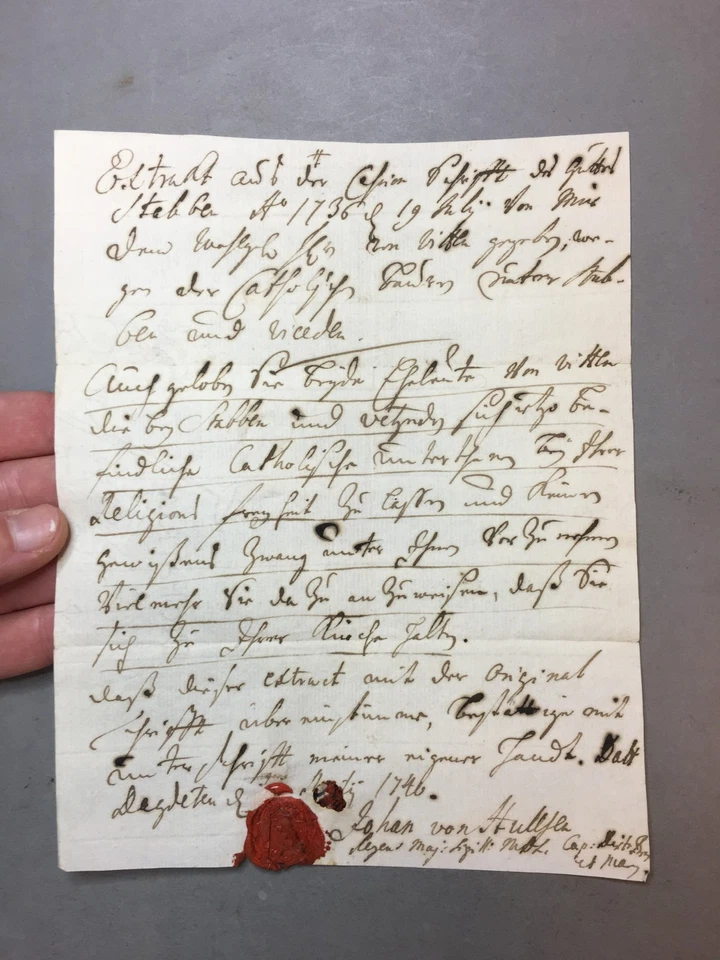 JESUIT ANTIQUE MANUSCRIPT ANCIENT DOCUMENT WITH STAMP 1736 YEAR - Image 3 of 4