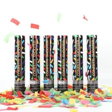 No Mess Streamer Confetti Cannon Party Poppers  6 Pack  Multicolor Streamers