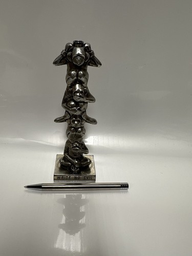 Jac Zagoory Designs 4 Monkeys Pewter Pen Holder “write No evil” Pen - Picture 12 of 13