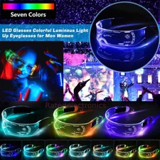 Fun LED Glasses 7 Color Light Up Flashing Clear Lenses Visor Goggles Rave Party