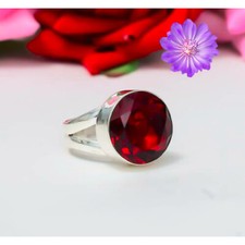 Red Garnet Gemstone 925 Sterling Silver Ring Handmade Jewelry Ring For Her