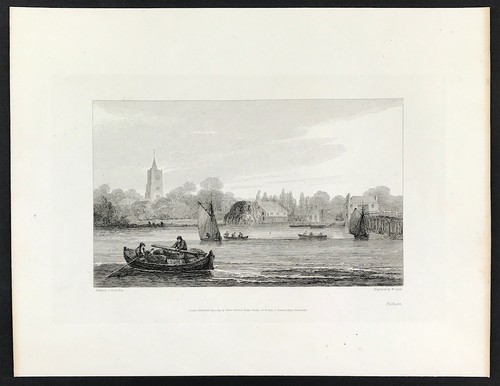 River Thames London Fulham Drawn S Owen, Engraved William Cooke 1809 - Imagen 4 de 4