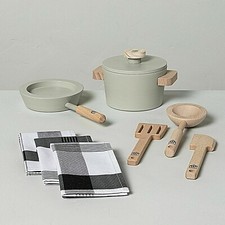 Hearth Hand Magnolia Toy Cook Set Pots Pans 9pc Utensils Wooden Kitchen Play