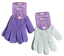 2 Pairs Shower Exfoliating Gloves Body Scrubber Wash Mitt Bath Loofah Gloves