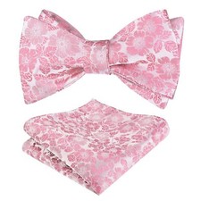 Mens Floral Pattern Self-tied Bow Tie with Pocket Square Colorful Tie Set Dar...
