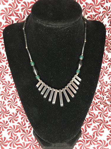 Art Deco / Tribal St Fringe Necklace Hematite Estate Fine Jewelry Pre-Owned 20" - 第 1/2 張圖片