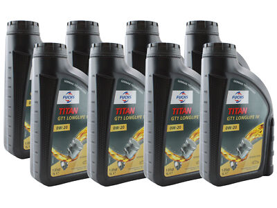 Fuchs 8 Liter TITAN GT1 LONGLIFE IV SAE 0W-20 Engine Oil 8 x 1L for Audi Porsche