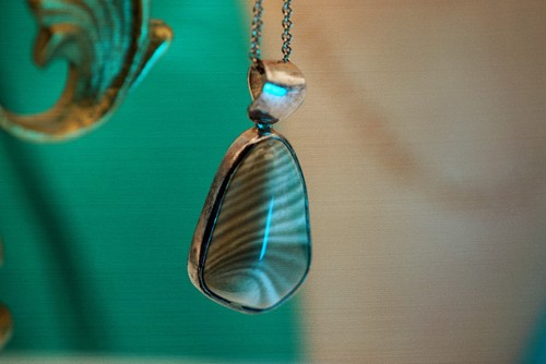 Sterling Silver 925 Pendant Necklace Brown Agate 24.11g - Picture 4 of 9
