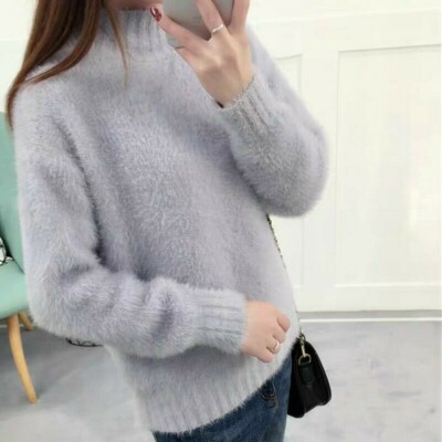Damen Kunst Mohair Pullover Rollkragen Pullover Warm Pullover Freizeit