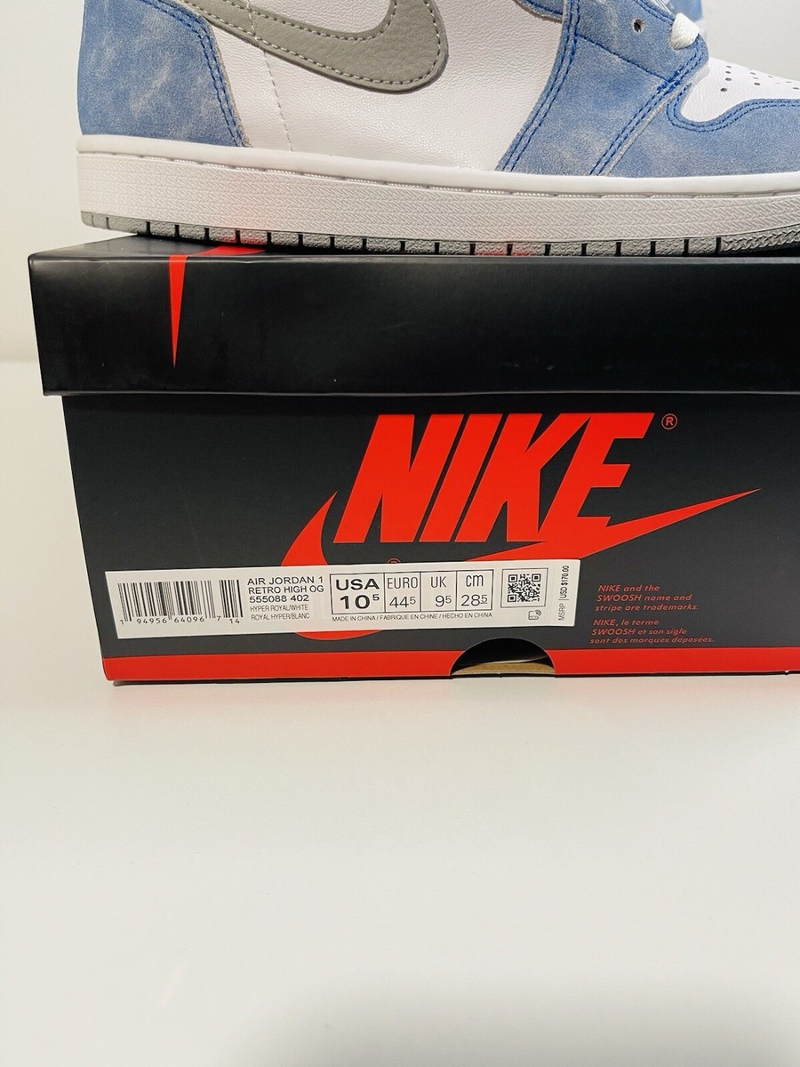 Nike Air Jordan 1 Retro High OG Hyper Royal Men's Size 10.5 Nike Air Jordan 1 Retro High OG Hyper Royal Men's Size 10.5