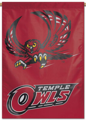 TEMPLE OWLS Official NCAA Team Logo 28x40 BANNER Flag