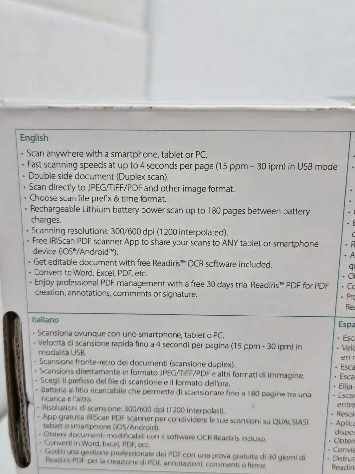 I.R.I.S. IRIScan Anywhere 6 Wifi Duplex Handheld Scanner Sealed Damaged Box - Image 4 of 4