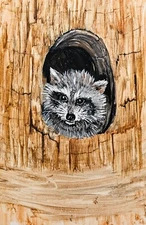 Raccoon in a Log Art DIGITAL DOWNLOAD Farmhouse Nature Child Cottagecore Decor