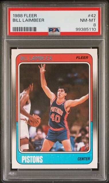 1988 Fleer Basketball #42 Bill Laimbeer Pistons  PSA 8 NM-MT