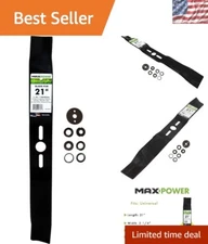 21-Inch Heavy-Duty Universal Mower Blade - Includes Reducers for Customized Fit