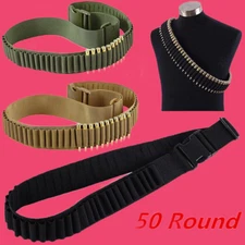 50 Rounds Rifle Ammo Belt Bandolier Shell Holder Adjustable Length 5.56/7.62mm