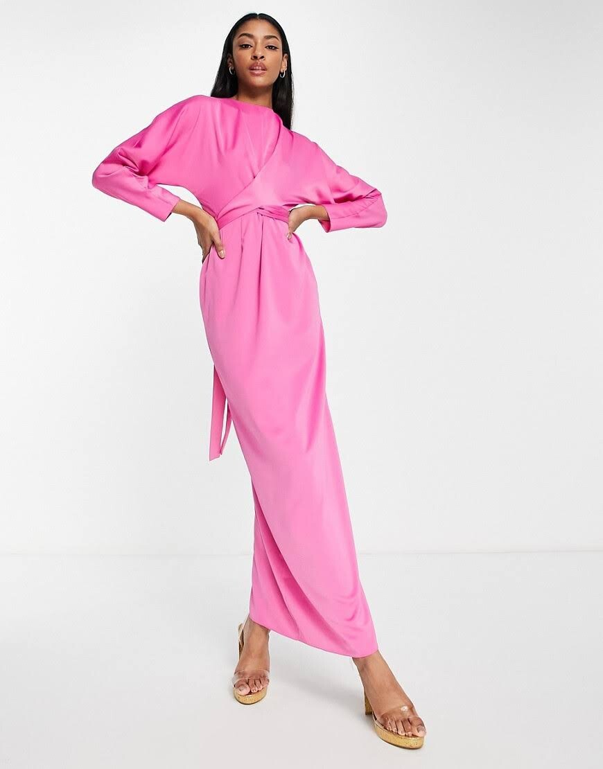 ASOS Gown Satin maxi dress Size wedding guest, evening dress Pink