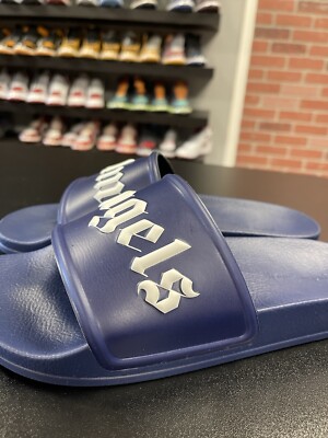 Palm Angels LIGHT BLUE POOL SLIDER LOGO Sandals Men’s Size 10 Palm Angels Blue Logo Slides Palm Angels main image 4