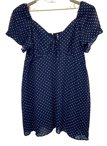 Influence Dress Womens Size 24 Polka Dot A-line Pleated Waist Petal Sleeve Lined