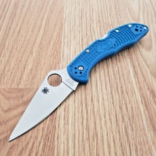 Spyderco Delica Lockback Folding Knife 3" VG-10 Steel Blade Blue FRN Handle