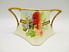LIMOGES ANTIQUE HAND PAINTED SIGNED SUGAR BOWL BERRIES & BLOOMS W/  GOLD HANDLES — photo 3