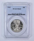 1943 Walking Liberty Half Dollar MS65 PCGS Blue Label