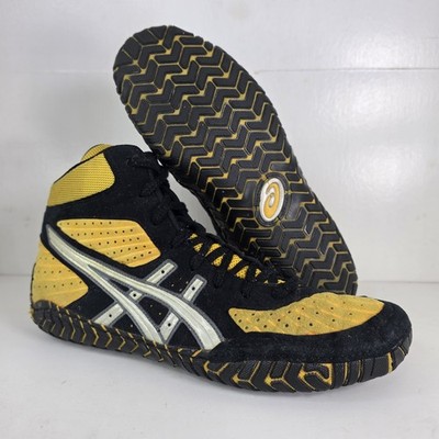 2011 Asics Aggressor 1 Rare Wrestling Shoes Size 9 Yellow Black Iowa VTG Rulons