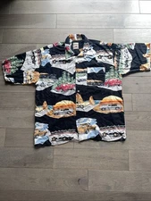 Vintage Paradise Found Mens Corvette Hawaiian Shirt Size XLBeach Cruise Speedway