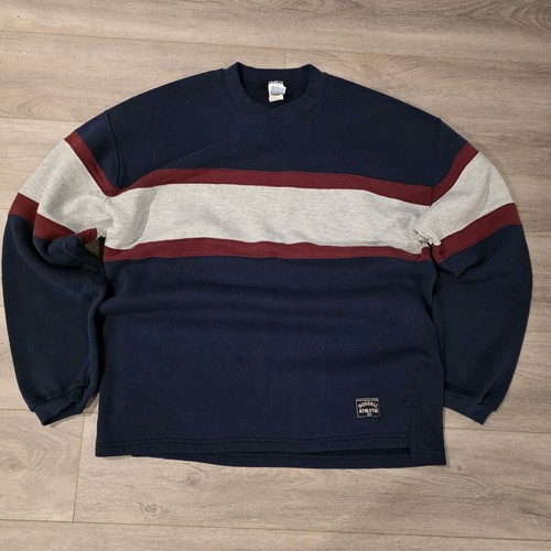 Vtg Russell Athletic V Neck Sweatshirt Mens XL Made In USA Navy Gray 90s Sweater