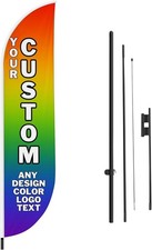 Custom Feather Flag 11.5ft Swooper Banner w/Photo Logo Text + Pole Option