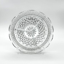 Anchor Hocking Wexford Clear Round Divided Relish Tray, 3 Sections Scalloped Rim