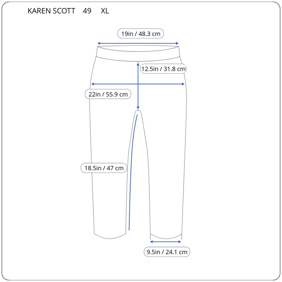 Pantalones para mujer Karen Scott XL Capri Pull On azules cómodos algodón cordón informales Foto 2 de 4