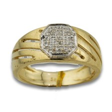 Bicolor Diamant Gold Ring 585 14 Kt Gelbgold Weißgold 0,05 Ct Damen Wert 1200,-