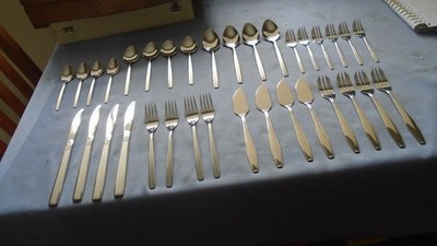 Vintage Oneida Kantinenbesteck Set Diamant Edelstahl 34 Teile Messer Gabeln