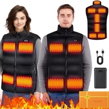 GYIPFIPA HEATED VEST, 11-17 ZONES RECHARGEABLE HEATED VEST, SIZE: MEN L - BLACK