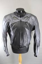 BLACK & SILVER BIKERS GEARBOX LEATHER BIKER JACKET WITH REMOVABLE PROTECTORS 44"