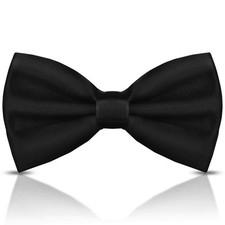 Men's Pre-Tied Satin Bow Tie Black Adjustable Neck Formal Tuxedo Wedding Party