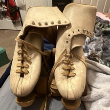 Vintage white leather roller skates. Hyde Model 50 skates from Cleveland