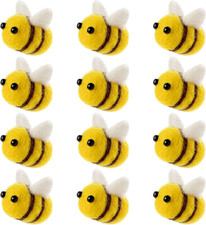 12 Set Felt Bees for Crafts, Wool Felt Bumble Bee Plush for Tiered Tray Decorati