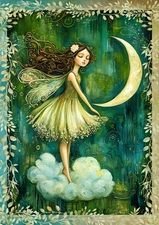 Breathe Deeply Fairy -  ACEO Artist Trading Card, 2.5x3.5 Collectable Art Gift