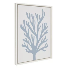 Sylvie Abstract Coral Ocean Blue Framed Canvas Wall Art by The Creative Bunch...