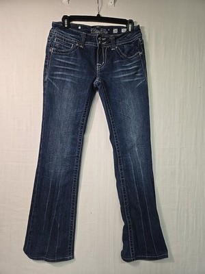 Miss Me Boot Cut Jeans JP5077 Women's Size 28 Darkwash Distress Bling Pockets